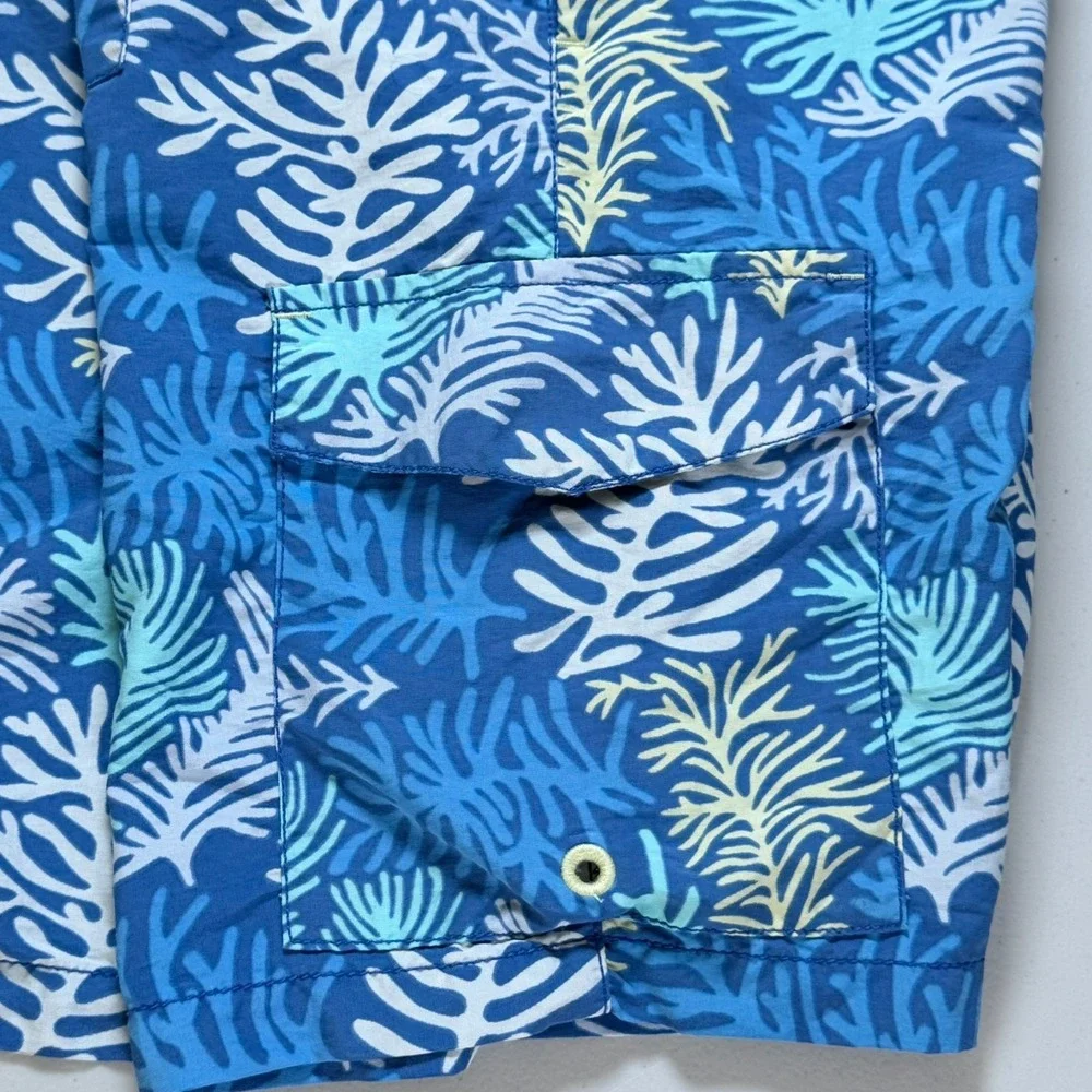 Tommy Bahama Relax Swim Trunks Mens XXL Blue Coral Tropical AOP Beach Resortwear